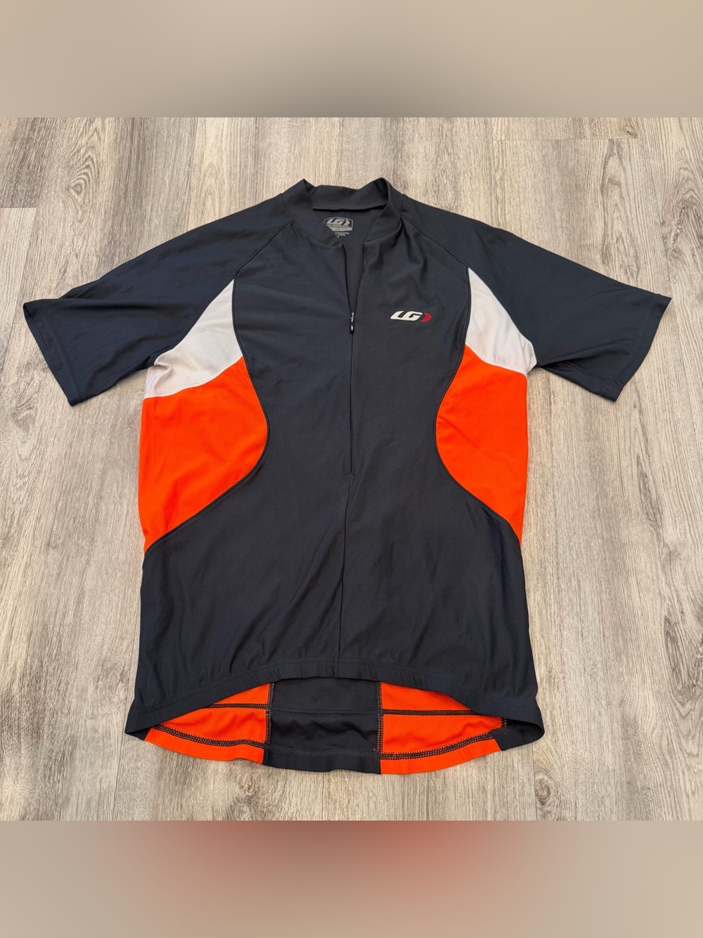 Louis Garneau Cycling Jersey Size Large Charcoal Gray Orange Half Zip